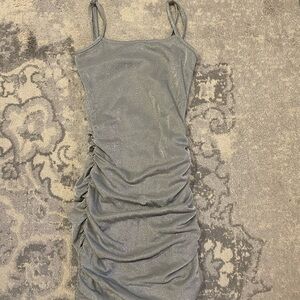 Katie J NYC Silver Shimmery Ruched Dress